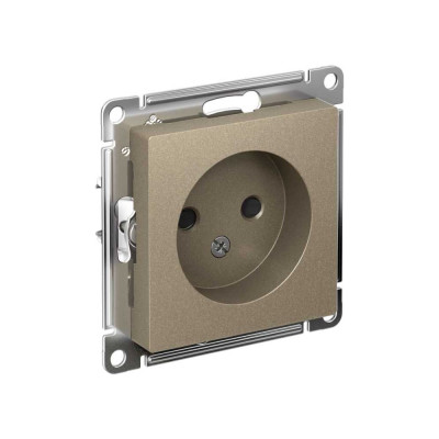 Механизм розетки 1-м Systeme Electric (Schneider Electric) ATLAS DESIGN, без заземления, защитные шторки, 16 А, шампань, арт. ATN000549