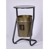 Урна уличная ПРОФМЕТСТИЛЬ металлическая, бронза, с крышкой, с креплением в асфальт 646