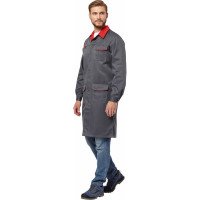 Халат Эксперт Спецодежда Страйк серый/красный, р. 60-62, рост 182-188 6446000045377