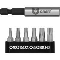 Набор бит с магнитным держателем (6 шт; T10-40) GRAFF 4605