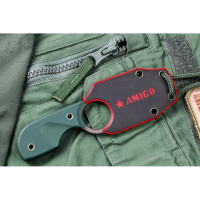 Туристический нож Kizlyar Supreme Amigo X сталь D2 Grey, Titanium, рукоять из зеленого G10 4650065056113