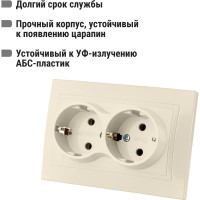 Двойная розетка, слоновая кость 2П+З 16А 250В TDM ELECTRIC Таймыр SQ1814-0114