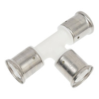 Равнопроходный тройник Henco ПВДФ пресс белый, 26x26x26 HE 9PKW-262626