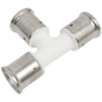 Равнопроходный тройник Henco ПВДФ пресс белый, 26x26x26 HE 9PKW-262626