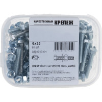 Болт с ш/г полная резьба DIN 933 Качественный КРЕПЕЖ набор 6х35 65 шт 0301013 КЧ