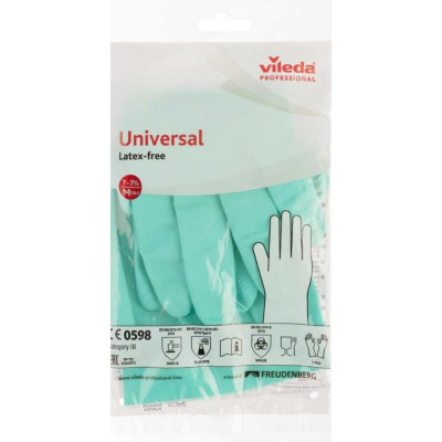 Универсальные перчатки Vileda Professional нитриловые, зеленые, M 100801