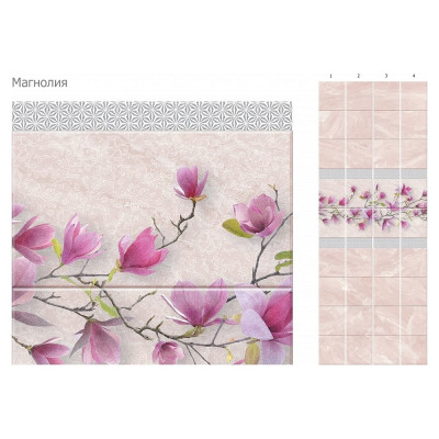 Панель ПВХ КронаПласт Unique магнолия с глиттером серебро, 4 шт. 00-00025712