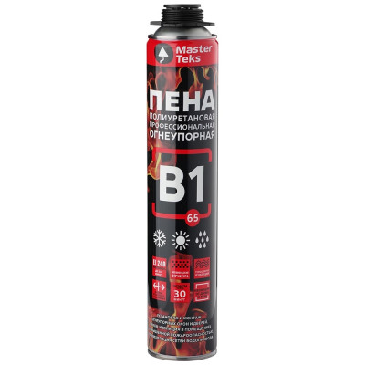 Монтажная профессиональная пена MASTERTEKS pro огнеупорная, В1, 750 мл 249981