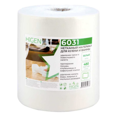 Нетканый протирочный материал Higen Wype x60 white белый, 260x320мм, 480л, рулон 6031