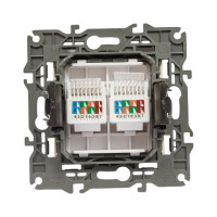 Розетка ЭРА 14310802 2хRJ45, IP20,сл.кость Б0034309