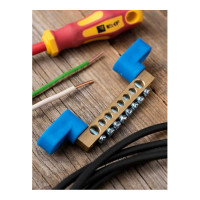 Нулевая шина EKF PROxima N, 6х9мм, 8 отверстий, латунь, 2 синих угловых изолятора sn0-63-08-2-r