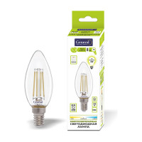 Светодиодная лампа General Lighting Systems Филамент прозрачный E14 8Вт 230В 660Лм 6500К Холодный белый свет Свеча GLDEN-CS-8-230-E14-6500 649973