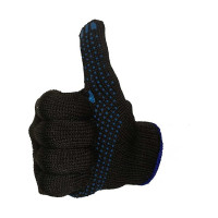 Хлопчатобумажные перчатки ПК Уралтекс КОМБИ, черные, 7-нит. 25 см, с ПВХ "Точка", ПР-07