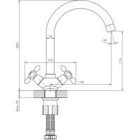 Двуручный смеситель для кухни Decoroom с высоким повортным изливом DR53028