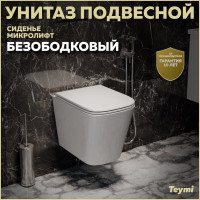 Подвесной унитаз Teymi Helmi S безободковый, сиденье микролифт T40302 ЦБ-00260331