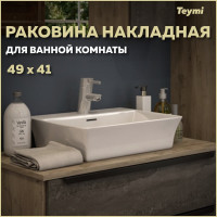Раковина Teymi Aina 49 накладная, с полочкой под смеситель, белая T50002 ЦБ-00261026
