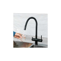 Смеситель для кухни D-Lin с подключением фильтра питьевой воды и гибким изливом, черный D159315-4A