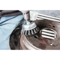 Щетка чашечная плетеная с хвостовиком 75 мм, проволока - INOX 0.50 мм DeBever DB80163417