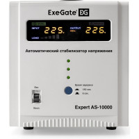 Стабилизатор напряжения ExeGate Expert AS-10000 10000ВА, вход 140-260В, цветной дисплей, выход 220В-8%, КПД 98%, 5 уровней защиты, задержка, усиленный метал. ко 291727