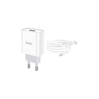 Сетевое зарядное устройство Hoco c81a asombroso 1xusb, 2.1а + usb кабель lightning 8-pin, 1м (белый) 0L-00049102