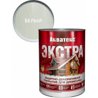 Защитно-декоративное покрытие для дерева АКВАТЕКС ЭКСТРА полуглянцевое, белый, 0.8 л 259764