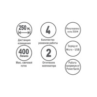 Налобный аккумуляторный фонарь Ultraflash LED5334 (3,7В, черный, 3LED, 5 Вт, фокус, 2 аккумулятор, 4 режима, USB, бокс, са) 15031