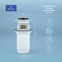 Металлический донный клапан для раковины Wellsee Drainage System 182133000