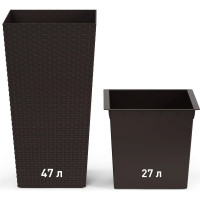 Напольное кашпо ЗПИ «Альтернатива» Ротанг 340x320x615 мм, со вставкой, мокко М8848