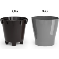 Цветочный горшок ЗПИ Альтернатива Лея 3.6 л, двойной, серый М7935