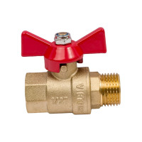 Шаровой кран Victoria 1/2 г/ш б-ка латунный красная ручка 61-015