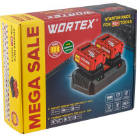 Набор WORTEX аккумулятор 2x4 Ач, зарядное устройство 2x2 А ALL1, в коробке 1329413