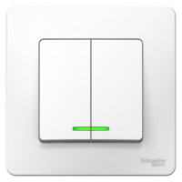 2-клавишный выключатель Systeme Electric BLANCA с подсветкой, БЕЛЫЙ BLNVS010511