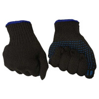 Хлопчатобумажные перчатки ПК Уралтекс КОМБИ, черные, 7-нит. 25 см, с ПВХ "Точка", ПР-07