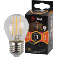 Филаментная лампа ЭРА F-LED P45-11w-827-E27 шар, 11 Вт, теплая, E27, 10/100/4000 Б0047013