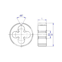 Плашка WOLFSTAR метрическая М12х1,5 9ХС Гост 9740 dr12150