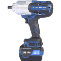 Гайковерт аккумуляторный NORDBERG, 1/2", 20 В, 1700 Нм, с двумя аккумуляторами 6 А·ч и зарядным устройством 1,8 А, в кейсе NE812K