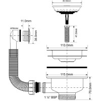 Перелив McAlpine с круглым сливом ф40-113 и со съемной решеткой OF2-113SST