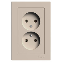 2-местная розетка Systeme Electric Atlasdesign песочный, без заземления, 16а, (в сборе с рамкой) ATN001220