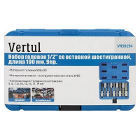 Набор головок 1/2" DR со вставкой шестигранной, длина 100 мм, 9 предметов VERTUL VR50194