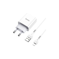 Сетевое зарядное устройство Hoco c81a asombroso 1xusb, 2.1а + usb кабель lightning 8-pin, 1м (белый) 0L-00049102