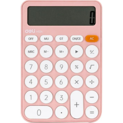 DELI Калькулятор настольный em124 12 разрядный розовый 105x158x28 мм, 1754699