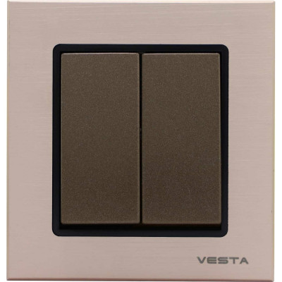 Двухклавишный выключатель Vesta Electric Exclusive Champagne Metallic FVK050204BSH