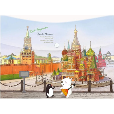 COMIX География папка-конверт на кнопке А4 Москва Собор Василия Блаженного A7580 MC