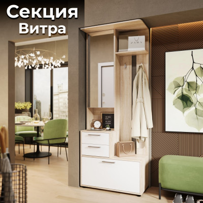 ТриЯ Витра Шкаф-секция комбинированная тип 1 / Дуб сонома/Белый ясень 221057