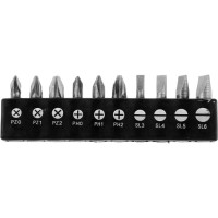 Набор бит (10 шт; PH-PZ-SL; 25 мм; CrV) ТУНДРА 2270980