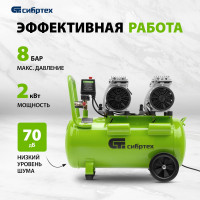 Безмаслянный малошумный компрессор СИБРТЕХ МБ 2000/50 58007