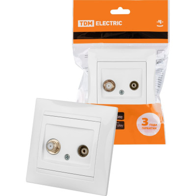 Розетка TV мама + SAT F-разъем, белая 0-2400МГц TDM ELECTRIC Лама SQ1815-0020