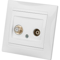 Розетка TV мама + SAT F-разъем, белая 0-2400МГц TDM ELECTRIC Лама SQ1815-0020
