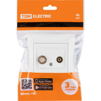 Розетка TV мама + SAT F-разъем, белая 0-2400МГц TDM ELECTRIC Лама SQ1815-0020