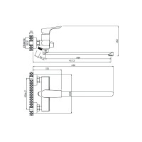Универсальный смеситель для ванны OLIVE'S PORTO 11221PR с длинным изливом